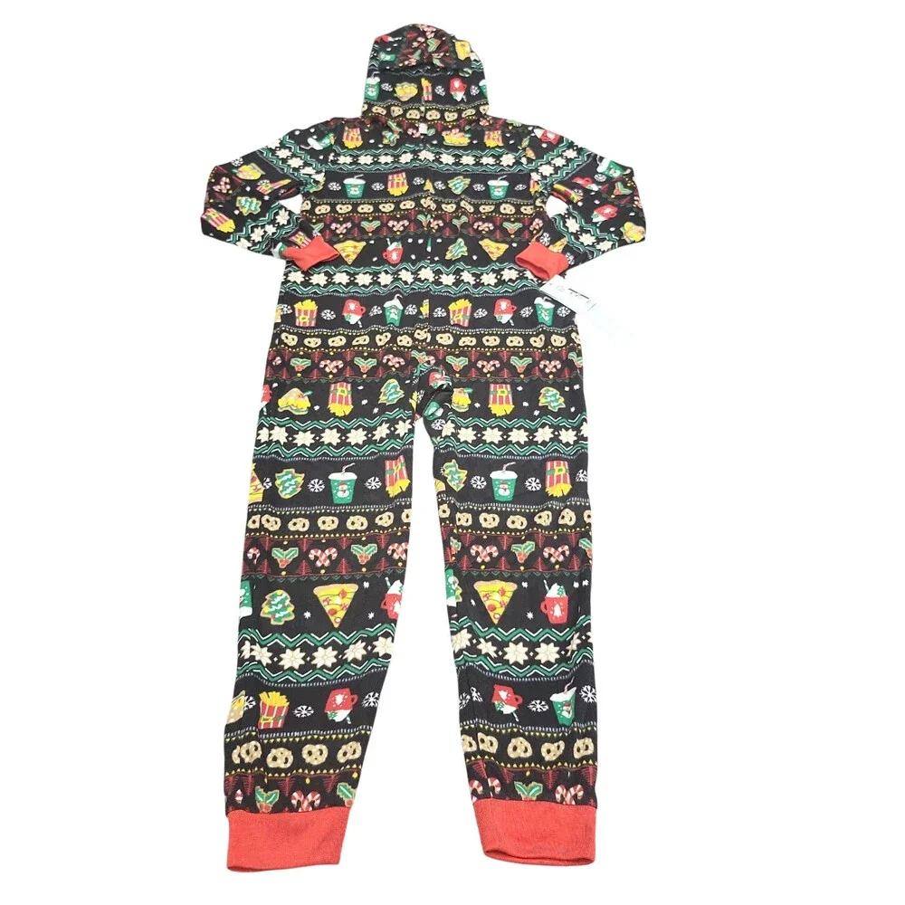 Cat & Jack Boys Girl Union Suit Size Large 10/12 Printed Christmas One Piece